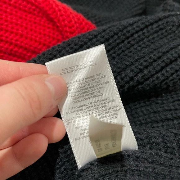 Express Red White & Black Heavyweight Knit Oversized Tunic Sweater Large Women’s - Picture 12 of 13